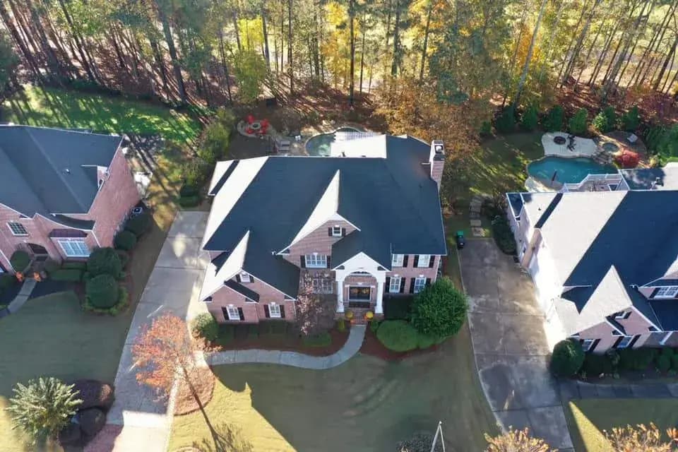 A completed residential shingle roof installation on a North Georgia home by Platinum Roofing