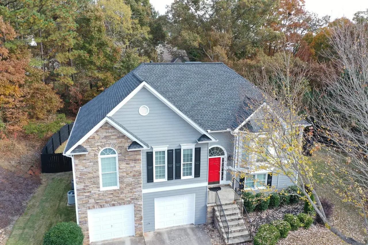 A completed architectural shingle roof replacement on a North Georgia home by Platinum Roofing