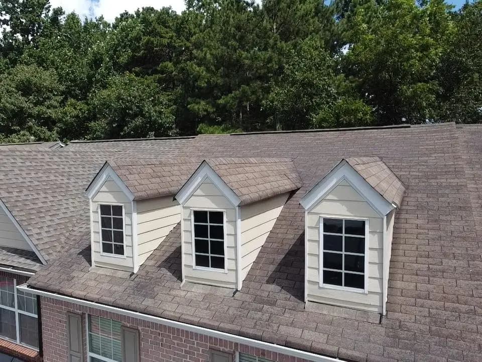 Shingle roof with three dormers on an Alpharetta, GA home