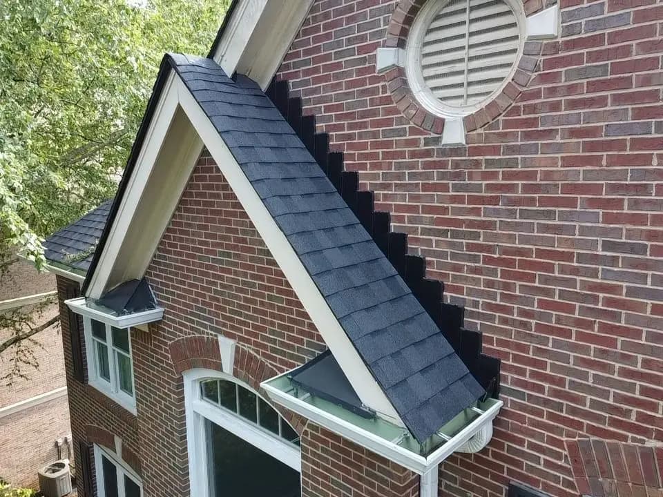 Architectural shingle roof on a brick home in Canton, GA, completed by Platinum Roofing