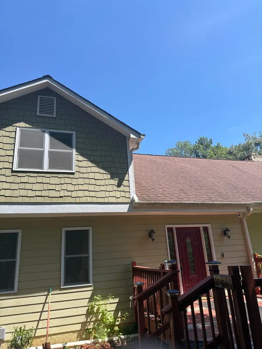 Roofing project on a Canton, GA home with a covered porch