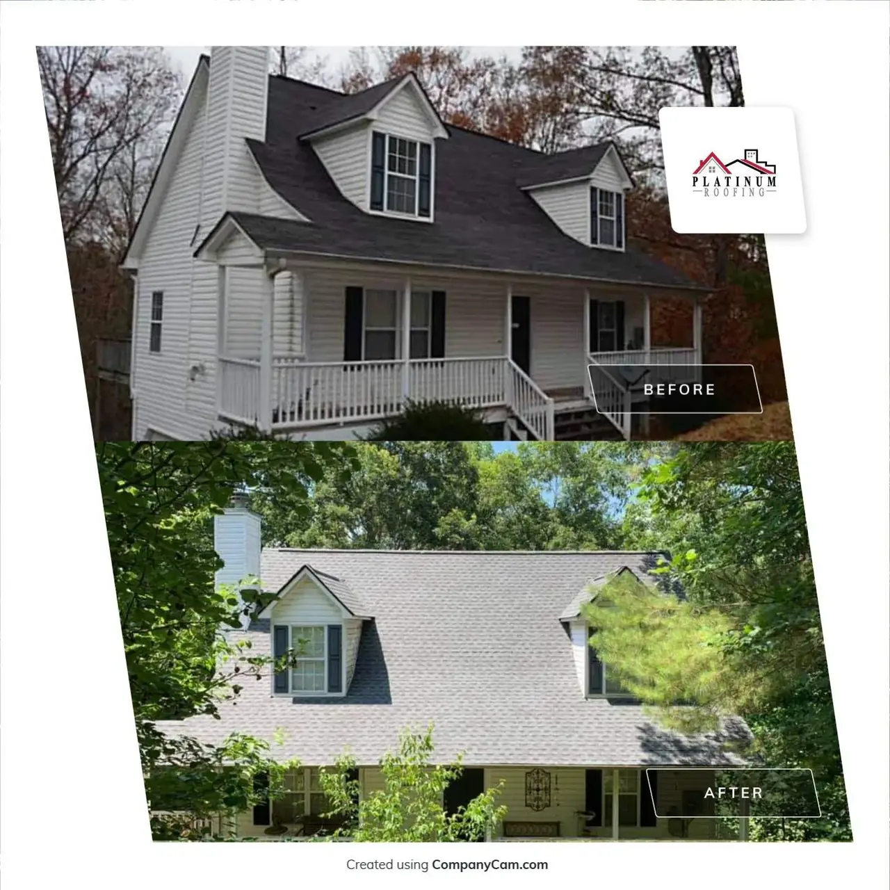 A North Georgia home with a completed insurance-approved roof replacement by Platinum Roofing
